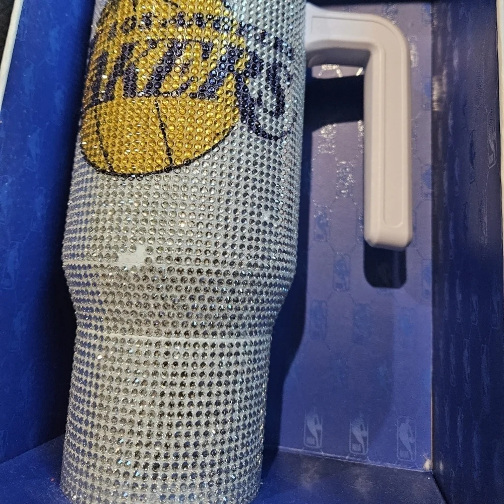 NBA Los Angeles Lakers Rhinestone Bling Hydrapeak Tumbler 40oz NEW Flaw